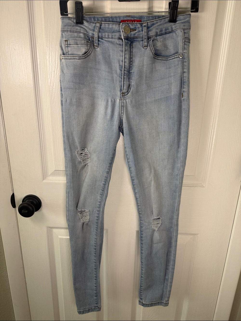 Guess Light Blue Distressed Skinny Jeans Size 6